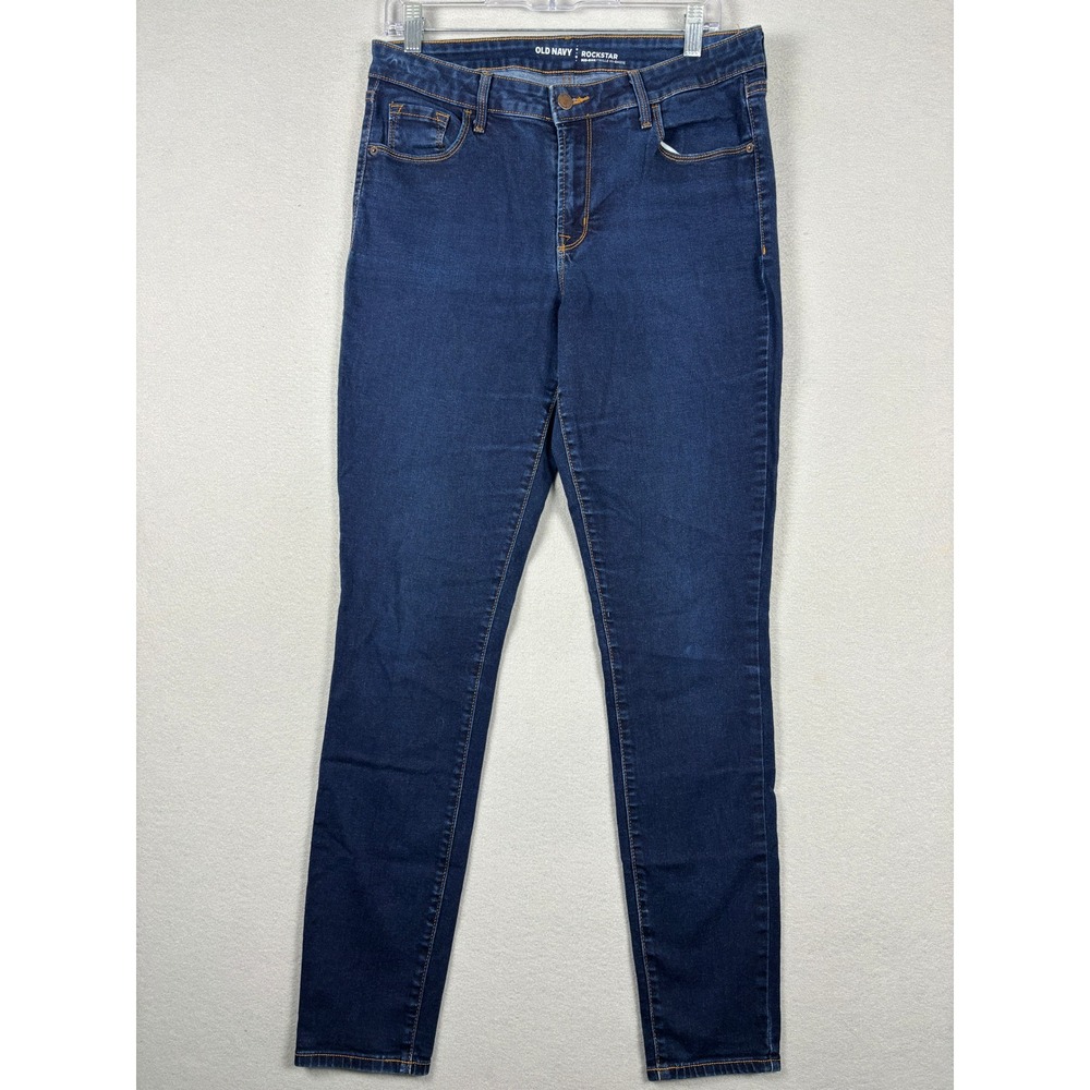 Old Navy Rockstar Mid-Rise Skinny Jeans Dark Wash 12 Tall Blue